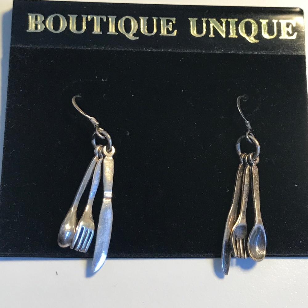 Earrings Sterling silver spoon knife fork earrings post/stud vintage new